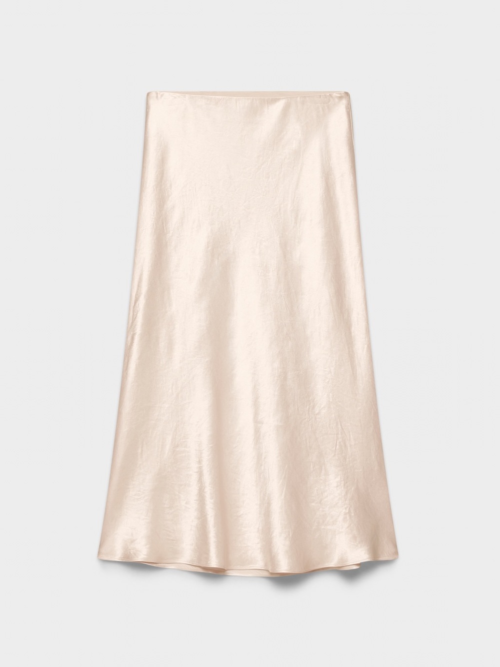 zeagoo Satin A-Line Midi Skirt in Light Cream